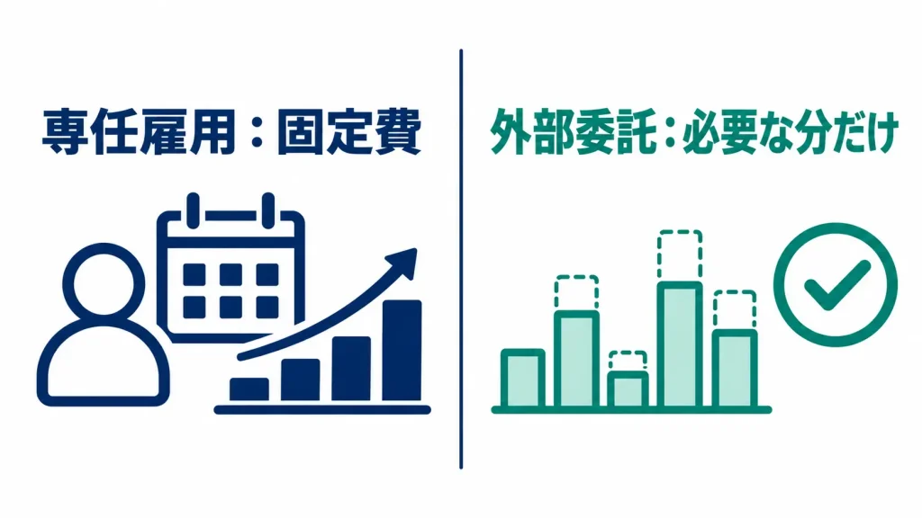 自社のIT兼任担当者とマネージドITサービスの外部委託のコスト比較